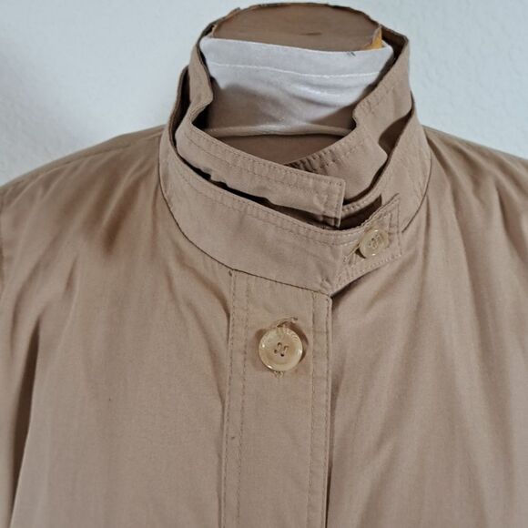 Classic Vintage Trench Coat Removable zipper Lining Pockets Funnel Neck Size 8 - Picture 3 of 16